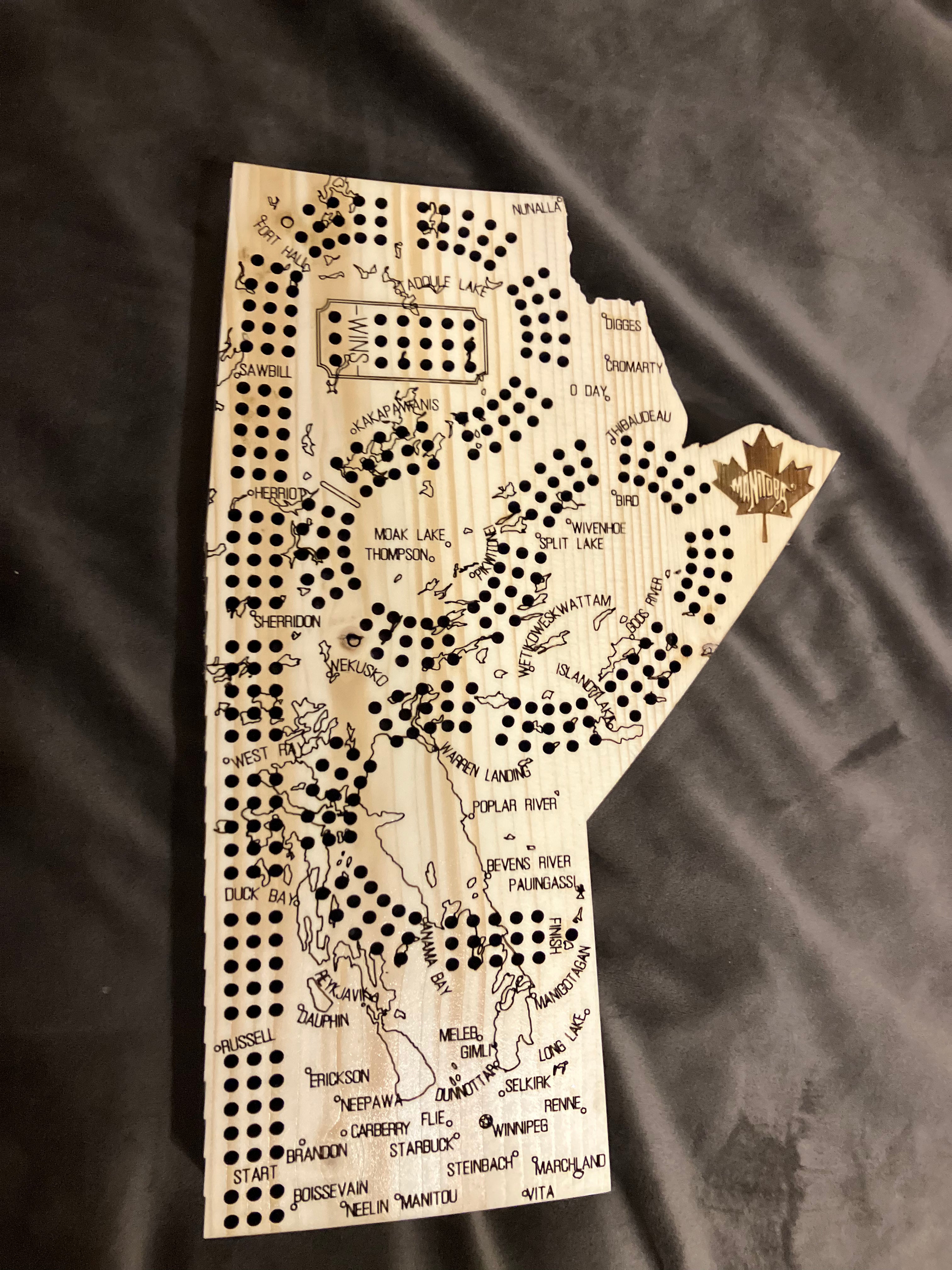 Manitoba Wooden Cribbage Board