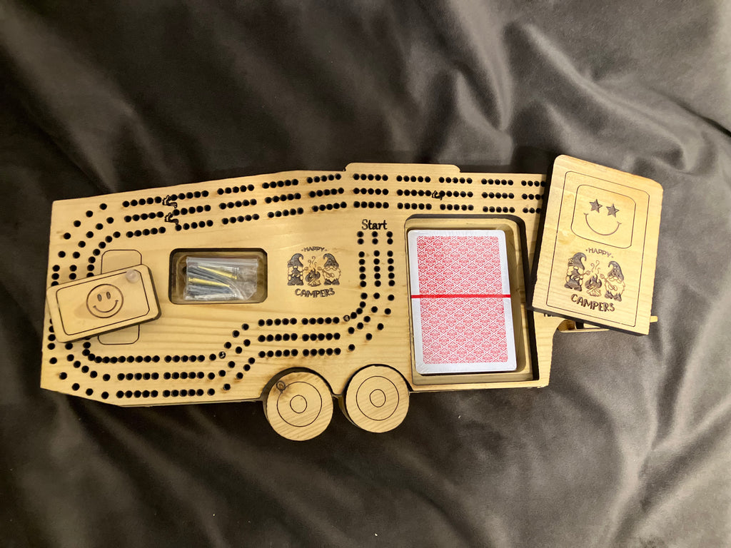 Fifth Wheel Wooden Cribbage Board