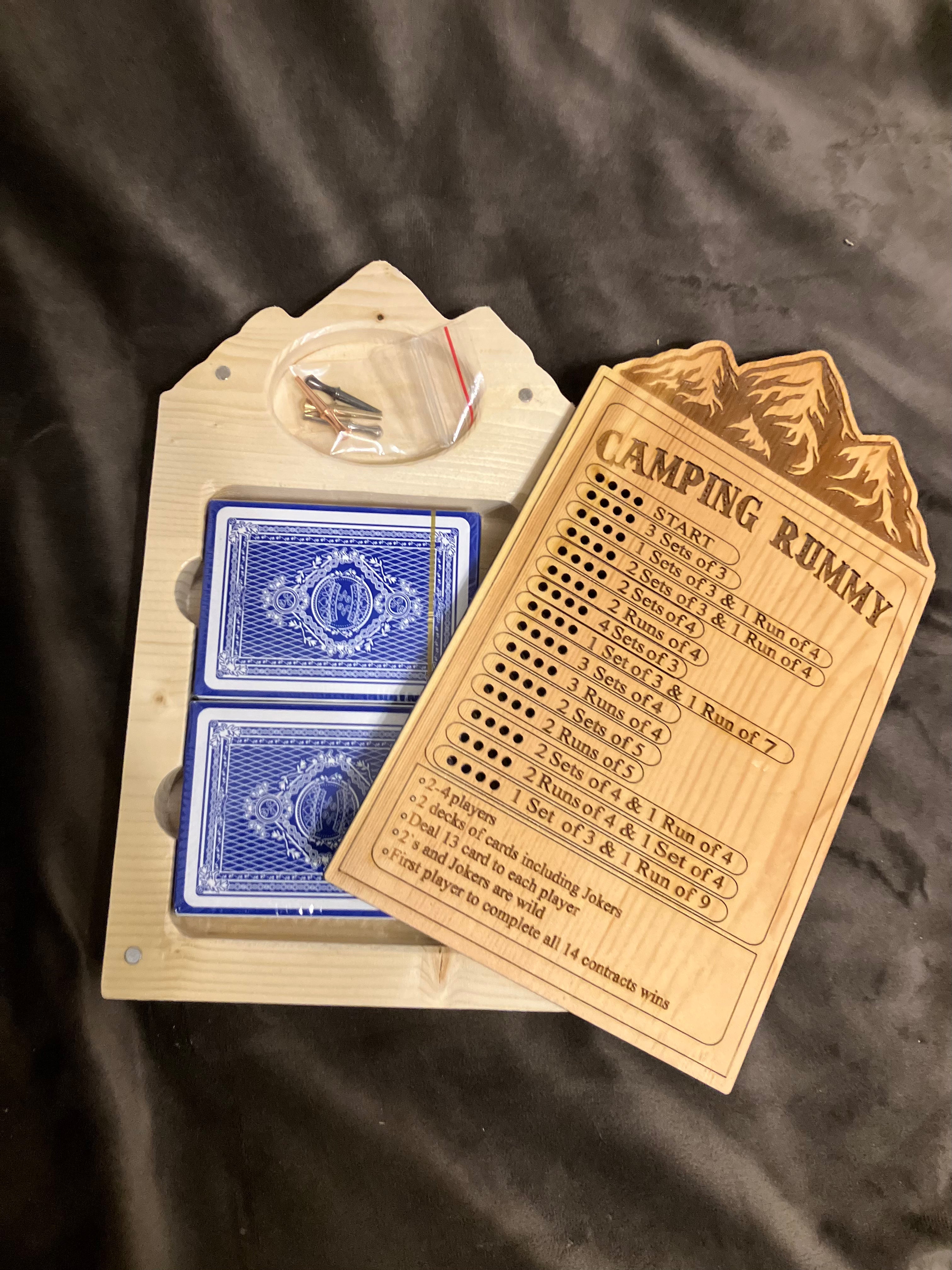 Camping Rummy Wooden Card game