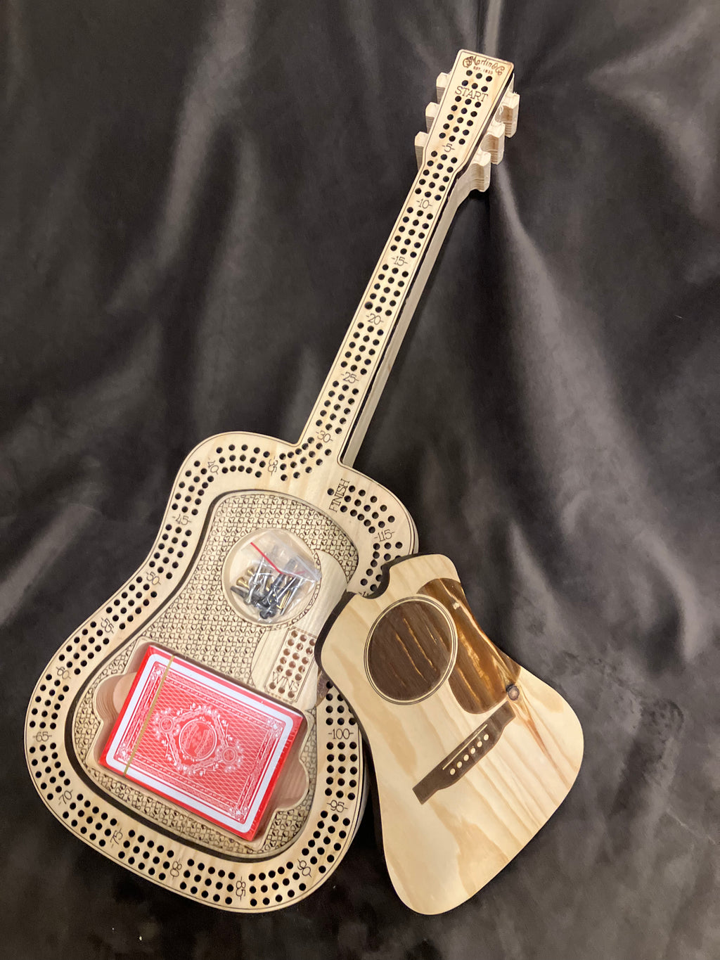 Acoustic Guitar Shape Wooden Cribbage Board