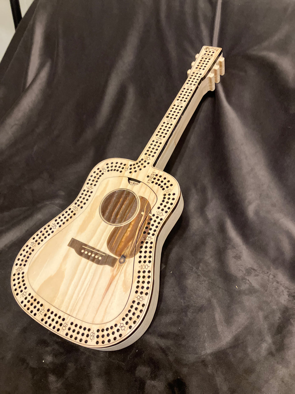 Acoustic Guitar Shape Wooden Cribbage Board