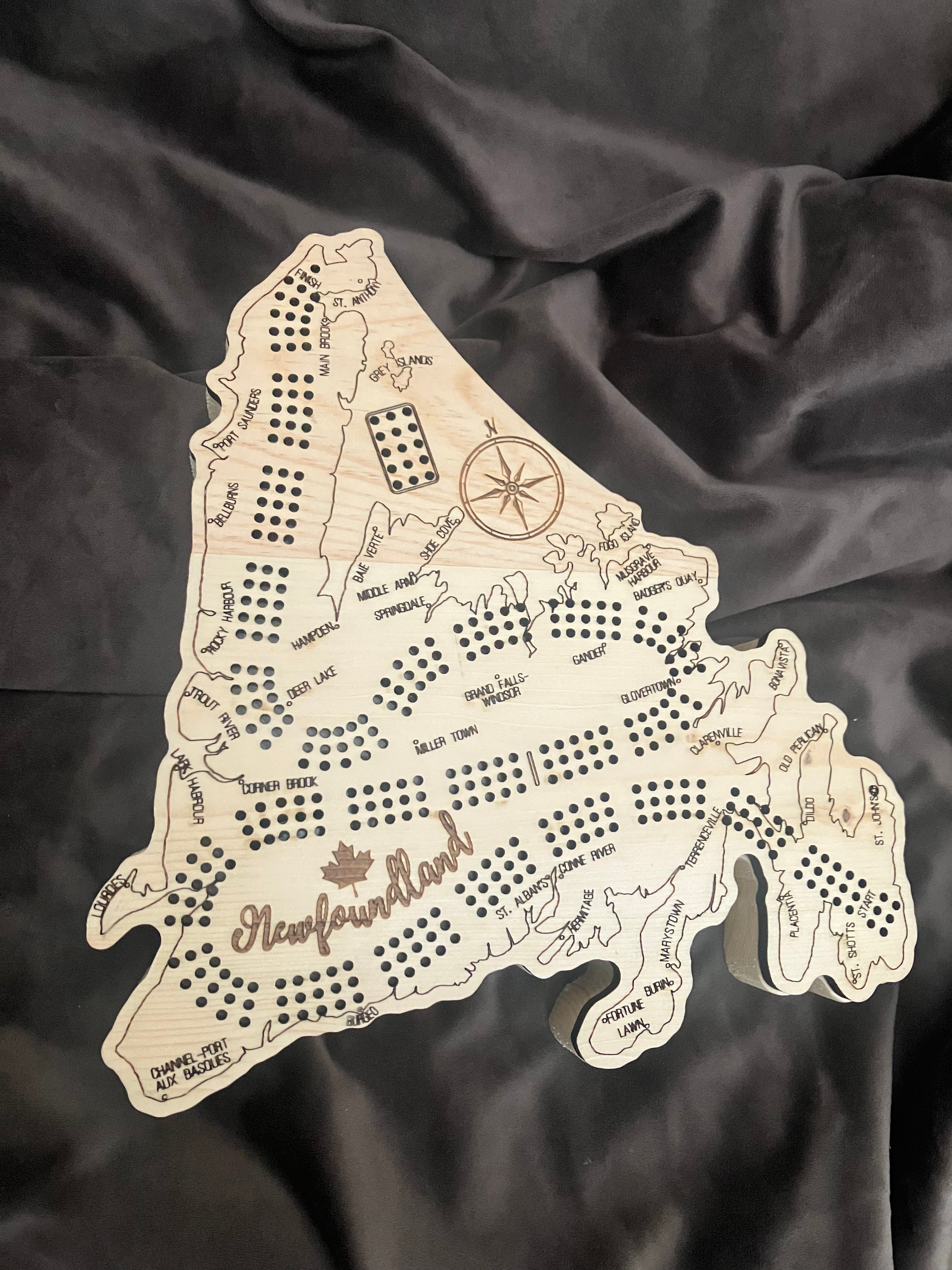 Newfoundland Wooden Cribbage Board