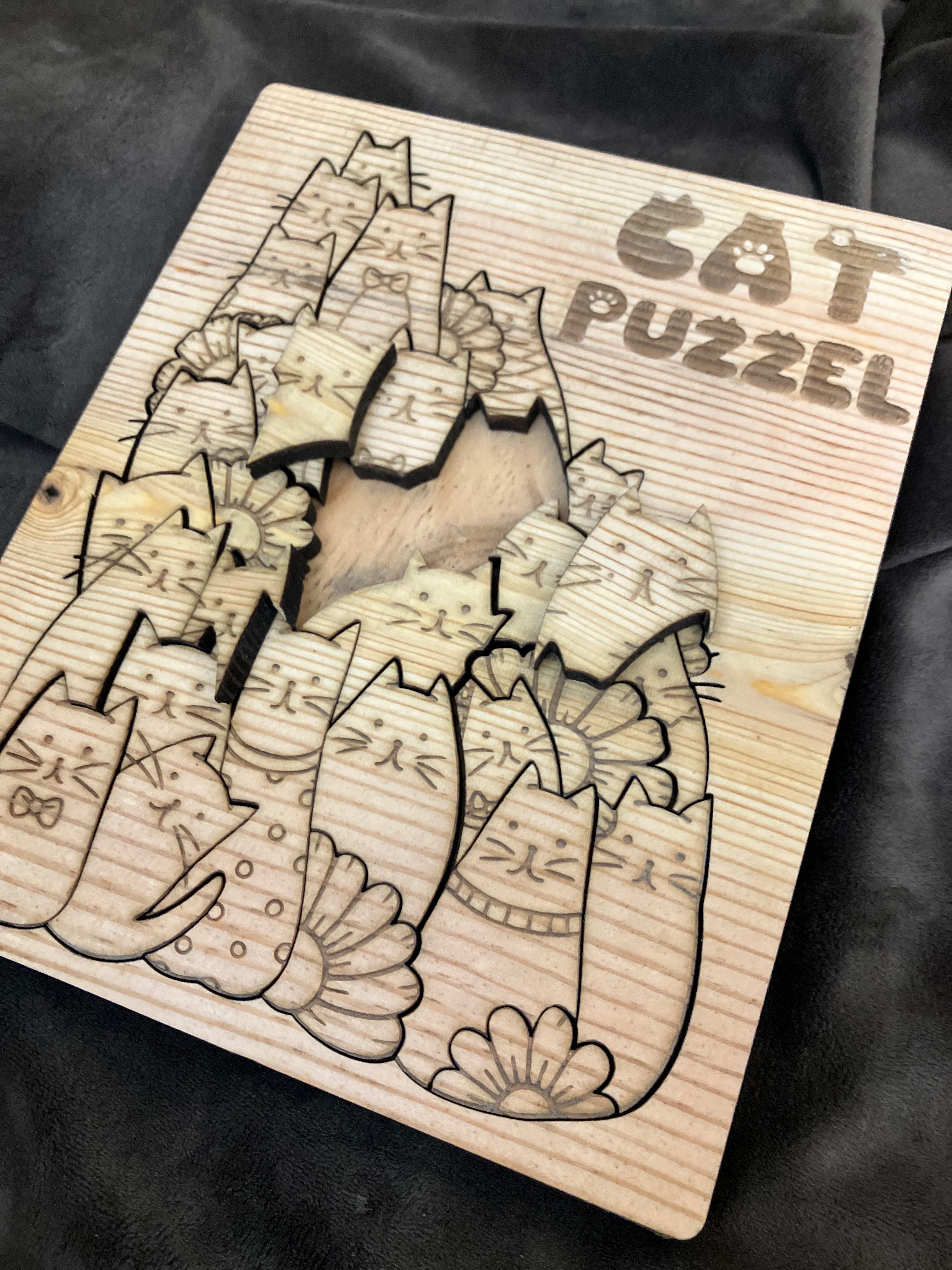 Wooden Snuggy Cat Puzzle