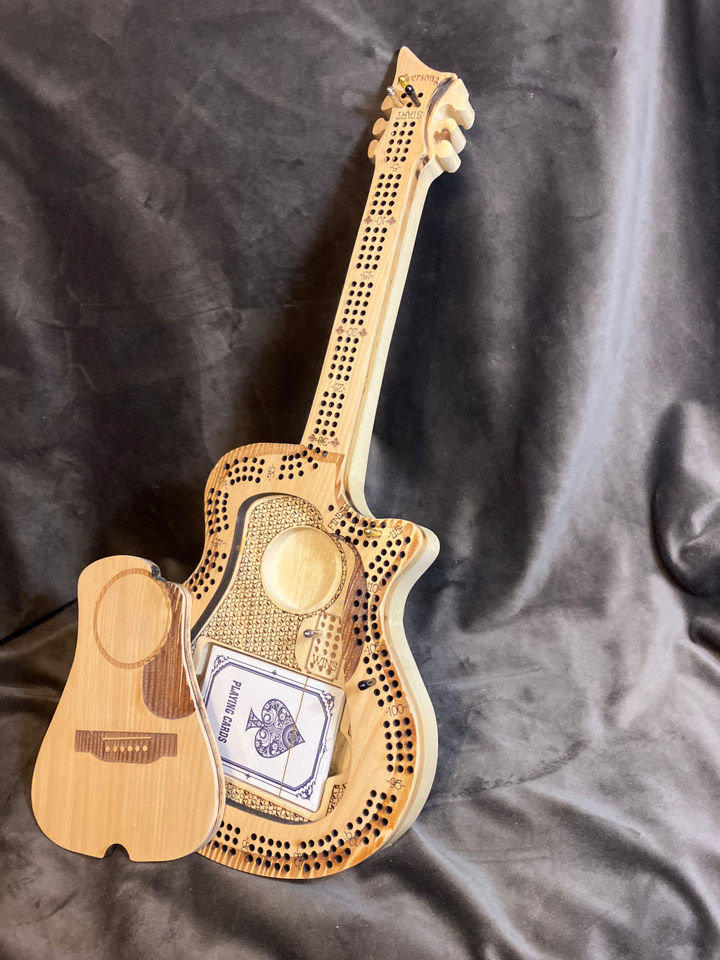 Wooden Electric Guitar Cribbage Game