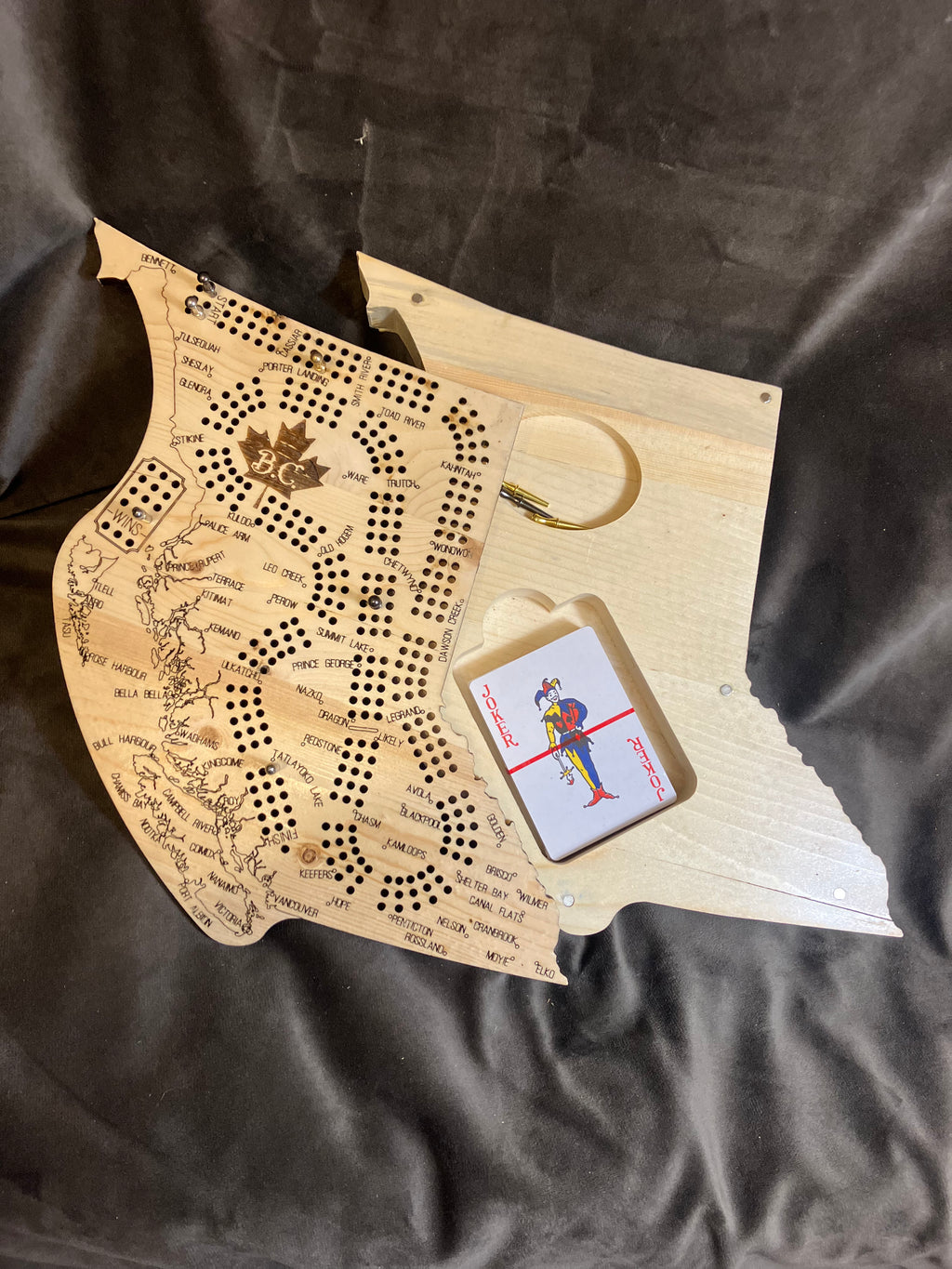 Solid Wood British Columbia Shaped Cribbage Game