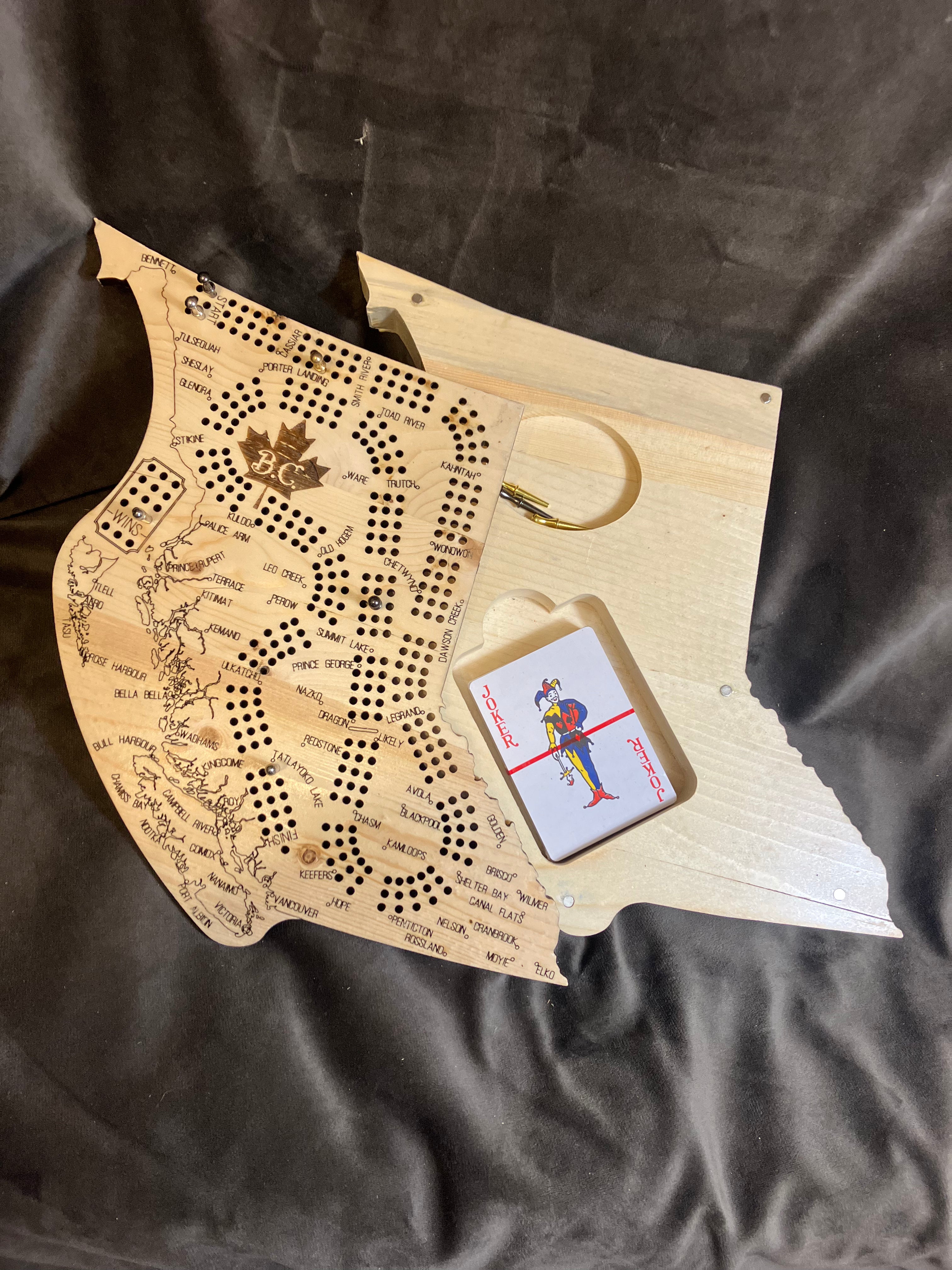 Solid Wood British Columbia Shaped Cribbage Game